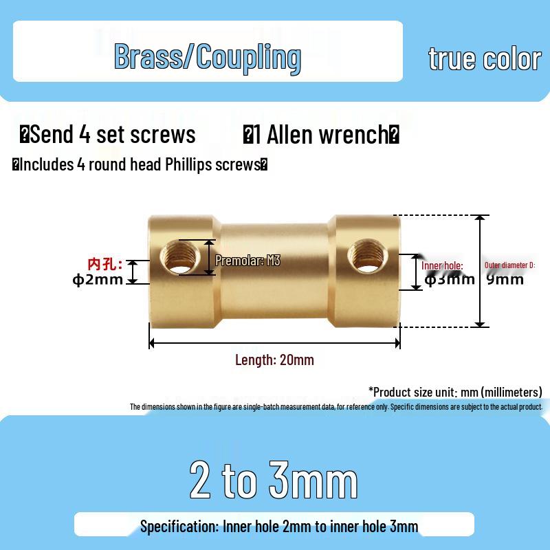 Brass Shaft Coupling Connector for Transmission (2-5mm)
