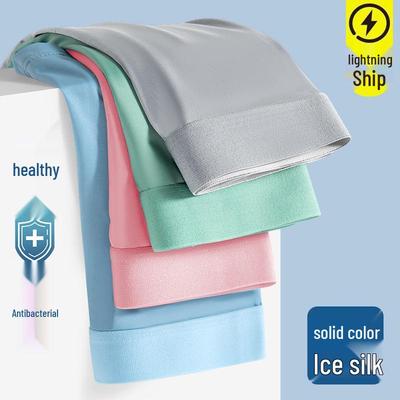 Ice Silk Men's Seamless Cooling Antibacterial Sports Underwear - Breathable Sweat-Absorbing Solid Colors Plus Size