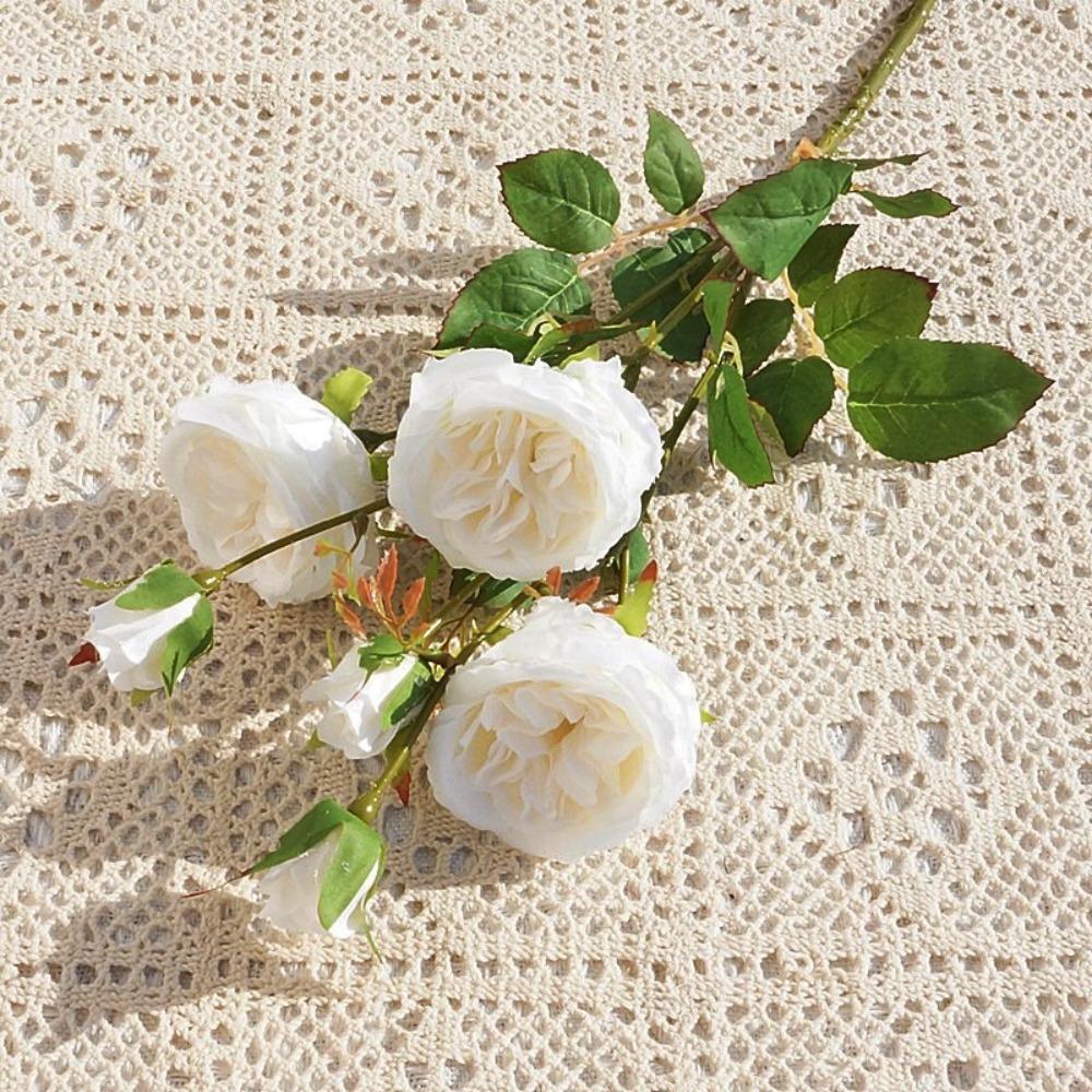 Plastic Silk Roses Flowers Realistic Fake Flowers Artificial Roses Bouquet  Valentine's Day Gift