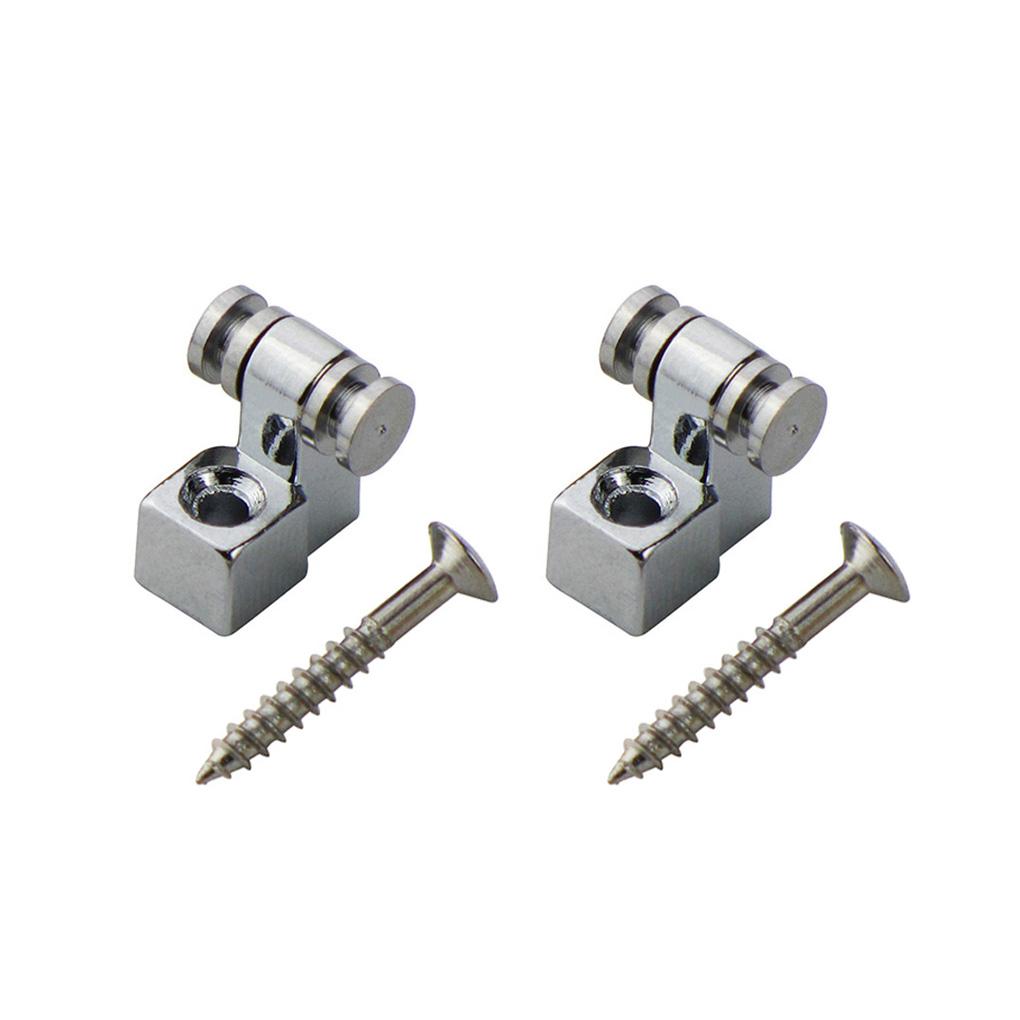 2PCS Metal Guitar Roller String Trees Retainers With Screws, Chrome/Black