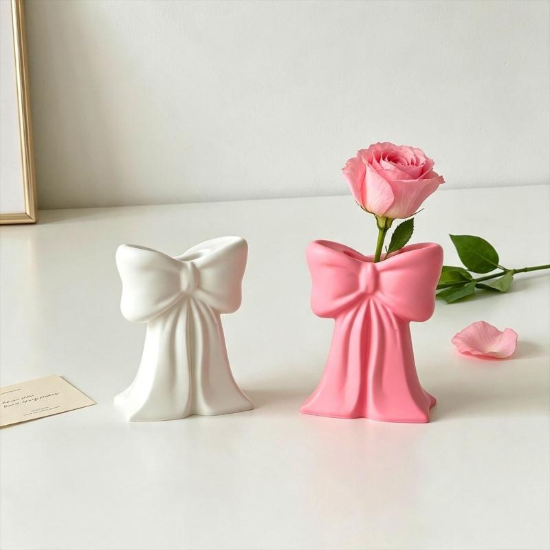 Resin Ribbon Vase Mold with 3D Ribbon Design, Silicone Casting Mold for Display Containers, Desktop Display Projects, 9.9 X 8.3 X 5.9 Cm