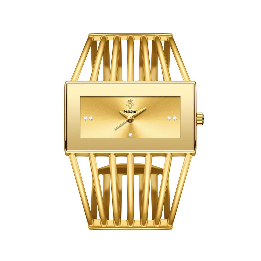 Yalalusi Women's Diamond Bracelet Wristwatch with Cage-style Strap