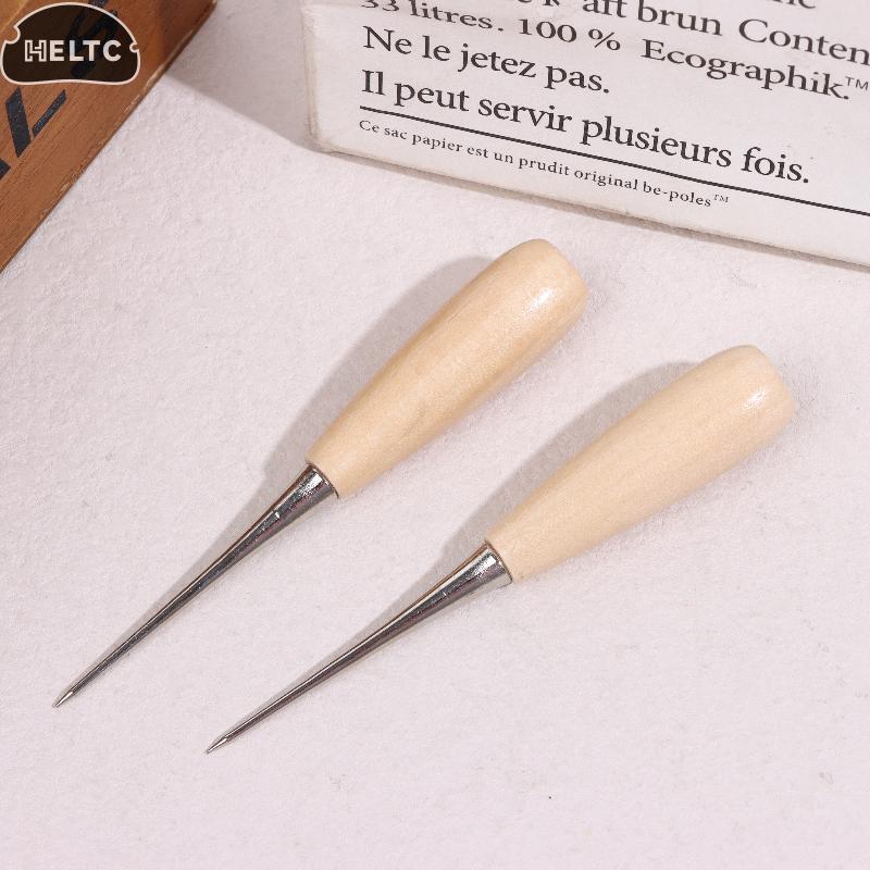 3PCS Wood Leather Hand Stitching Awl Tool Leather Craft Handheld Hole Punch Sewing Punching Hole Maker Leather Punching Tools