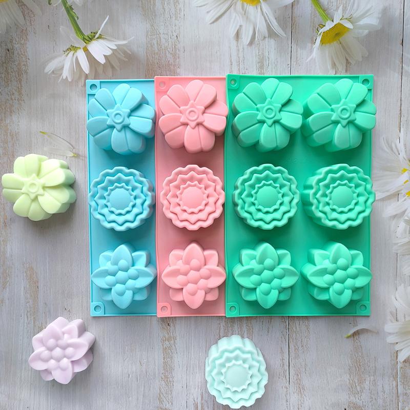 1Pc 6 Cavity Flowers Silicone Mold DIY Handmade Fondant Cake Baking Chocolate Sugar Cake Tool Resin Polymer Clay Making Mould