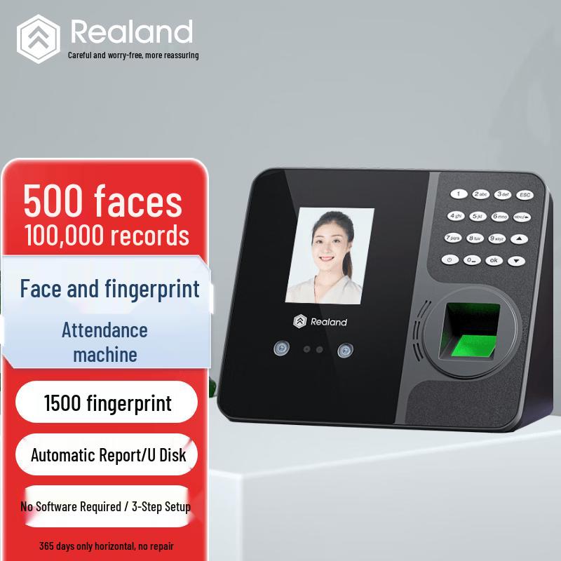 Realand Contactless Face & Fingerprint Time Attendance System CN plug (adapter included)