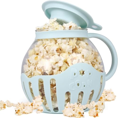 Eiuuioj Homemade Microwave Popcorn Maker High Borosilicate Glass Jars (Blue)