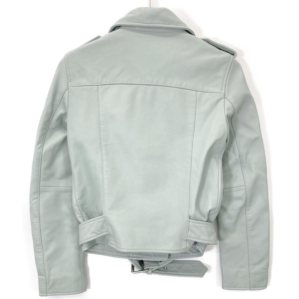 AllSaints Blue Calf Leather BALFERN BIKER Rider Jacket Jacket UK4 blueUsed