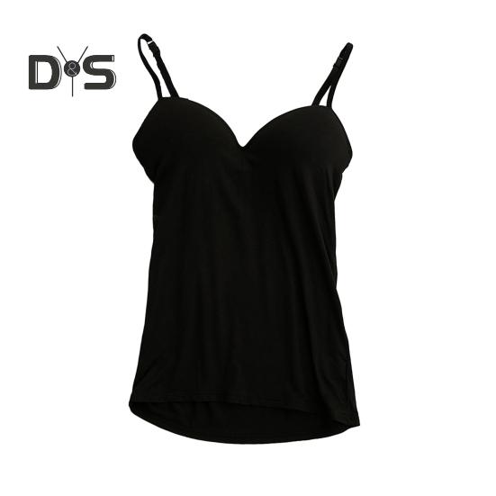 

Женская майка со встроенным бюстгальтером, регулируемые бретельки-спагетти, повседневные майки без рукавов под одеждой для занятий йогой XL чёрный