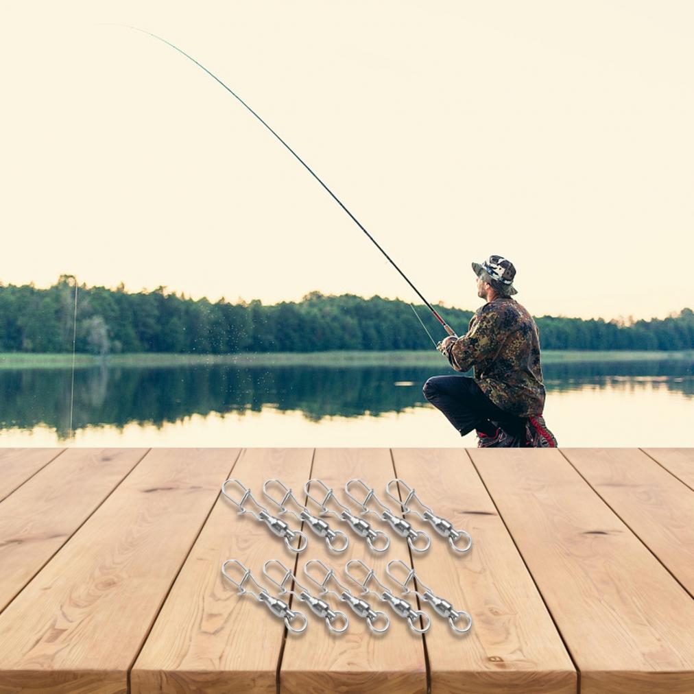 Stainless Steel Fishing Swivel Snap Connectors 3 Sizes 10 Pieces for Angling