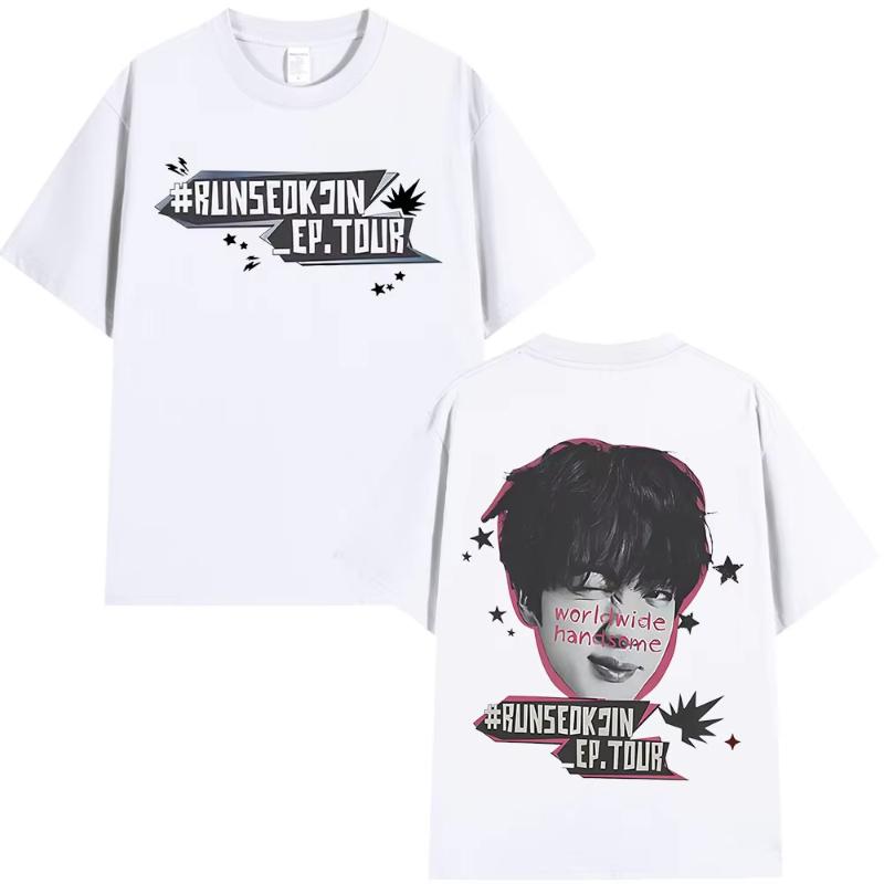 Jin Runseokjin EP Tour 2025 T-shirts Kpop Koreansk Sångare Kortärmad T-shirt Herr Dam Kläder Bomull Casual T-shirts Streetwear