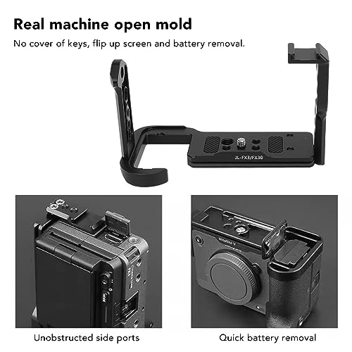 Qiilu Aluminum Quick Release L Plate for FX3 FX30 Camera | Anti-Slip Gasket Design, 1/4" and 3/8" Screw Holes for ARCA Tripod Compatible