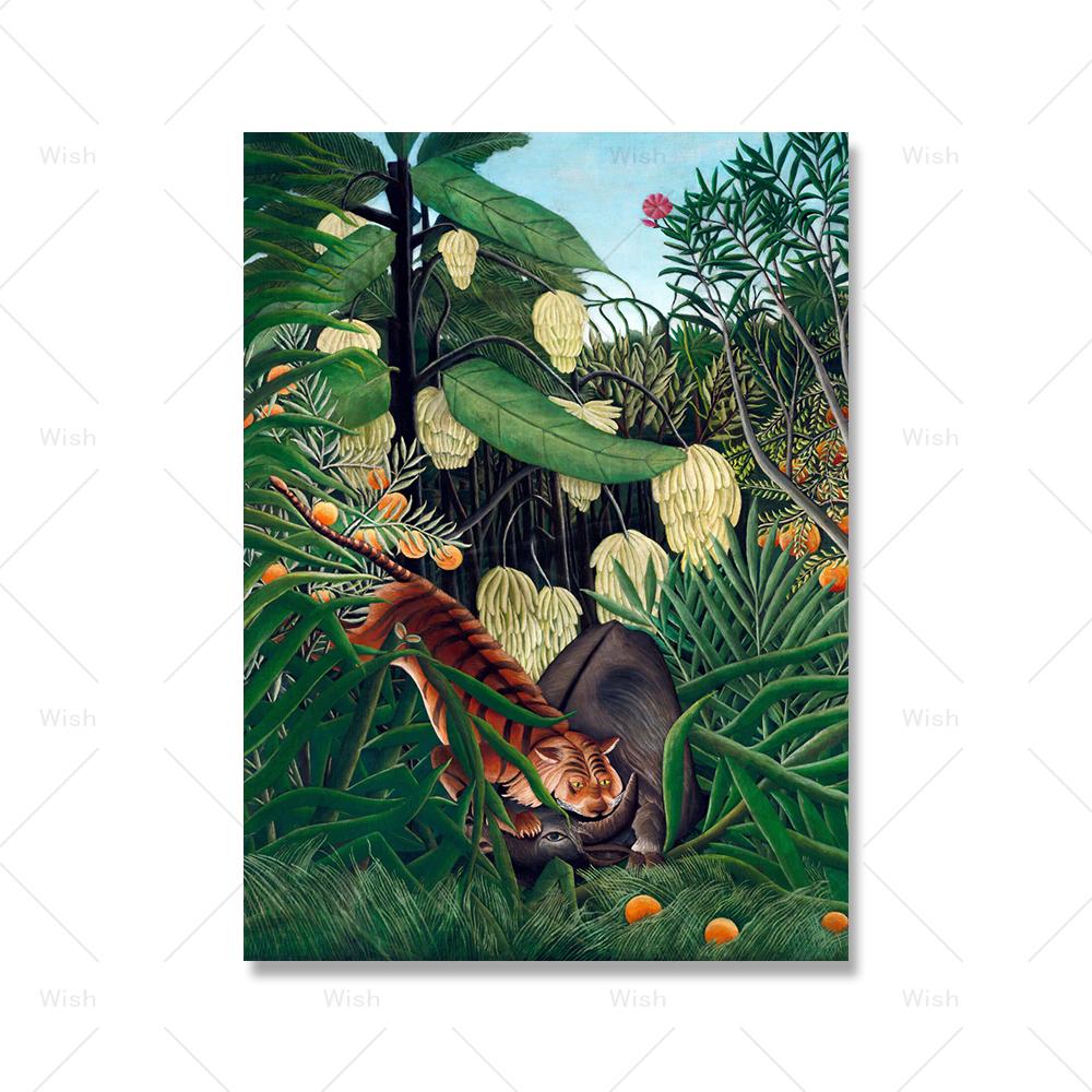 Famous Henri Rousseau Landscape Canvas Painting Modern Forest Posters and Prints Wall Art Picture for Living Room Home Decor