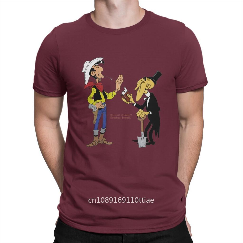 Lucky Luke And Undertaker Long Unique TShirt Lucky Luke Casual T Shirt Summer T-shirt For Adult