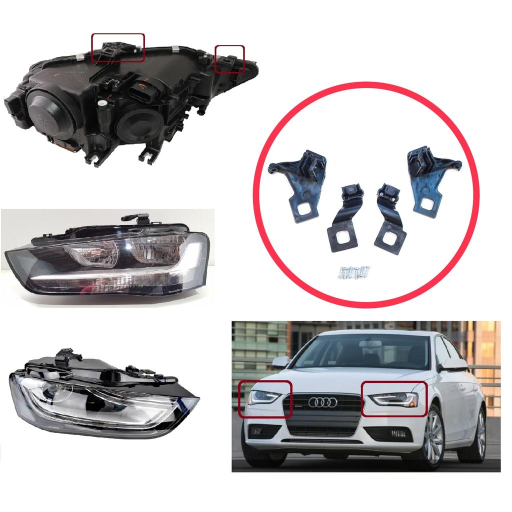 EHL538+EHL539 Headlight Holder Mount Repair Bracket Tab Set Left Right Side for  A4 RS4 8K2 B8.5 A5 S5 RS5 B8.5 8T0998121B 8T0998122B