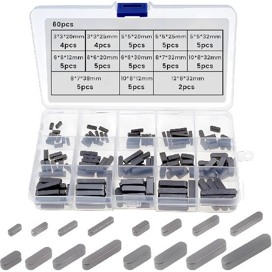 Pulley Keyway Key,Parallel Square Stock Key,Parallel Drive Shaft Keys Sets, Flywheel Keys, Keyway Stock, Keyway Tension for Fasteners Mechanical