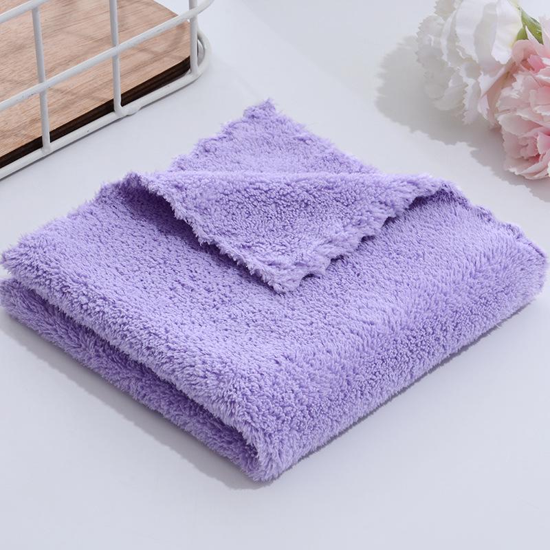 High-Density Coral Fleece Soft Absorbent Towel - 30x30 Square Baby Handkerchief & Dishcloth