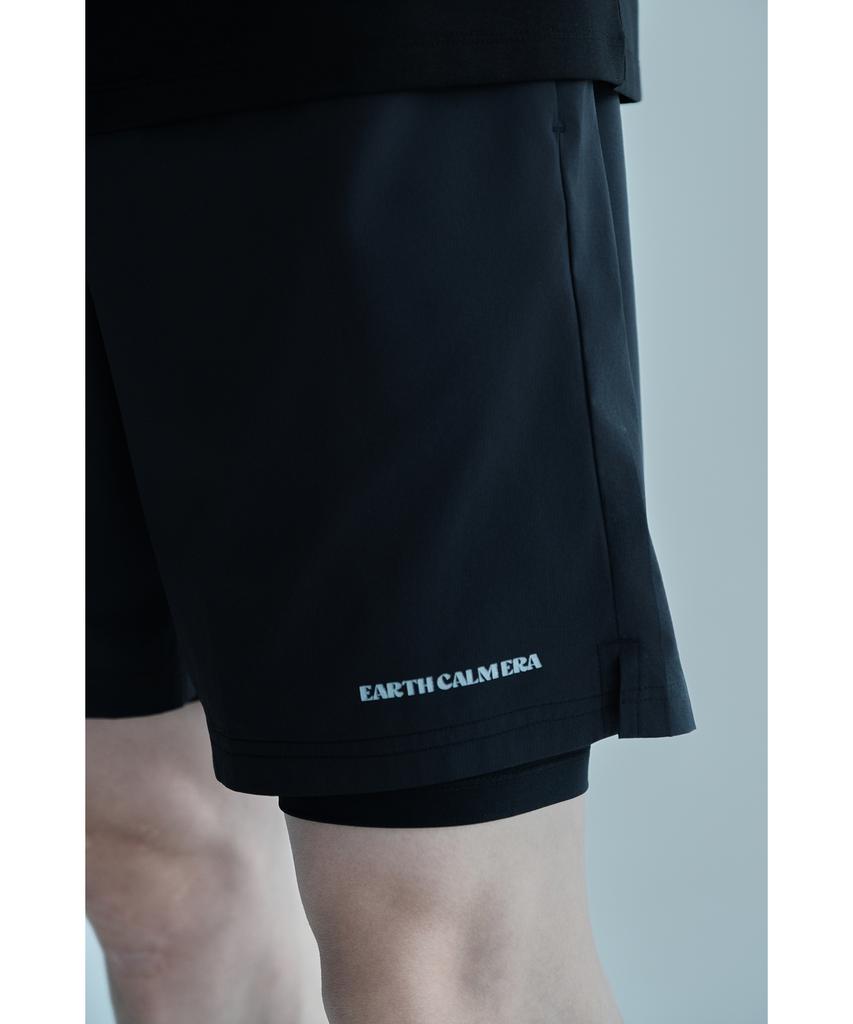 Eolseukamela [2-Pack] 2-In-1 Active 7-Inch Shorts_Half & Long Tights_Black