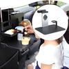 Universal Car Headrest Mounted Foldable Laptop Tray With Phone Support And Extendable Beverage Slot For Office Work