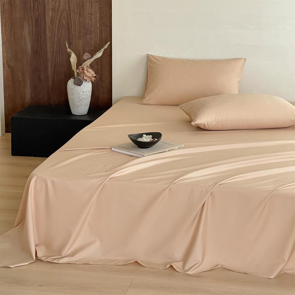 Simple Style Solid Color Washed Cotton Bed Sheet - Pure Cotton, Yarn-Dyed, Single Piece for Dormitory Use