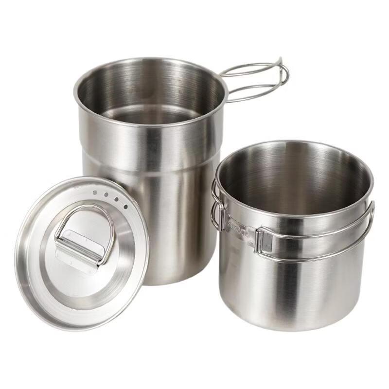 Rongguang 304 Stainless Steel Portable 2-Piece Camping Cookware Set