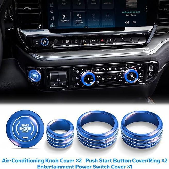 Chevrolet Silverado 22-23 Decorative Rings for A/C Knobs & Headlight Switches