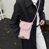 Trend Faux Fur Crossbody Bag Soft Plush Mini Shoulder Purse With Metal Button Adjustable Leather Strap Handbag Winter Phone Bag