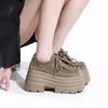 Fashion Designer New Autumn Women Leather Sneakers Pumps 10CM High Platform Lace-up Casual Shoes Thick Sole Walking Shoes Zapatos Mujer
