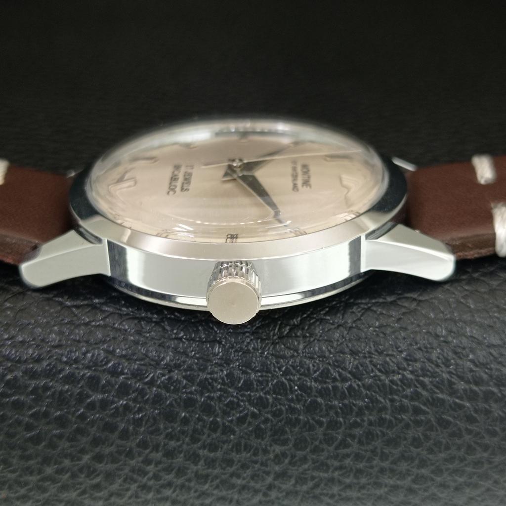 MONTINE VINTAGE CARICA MANUALE SVIZZERO DA UOMO OROLOGIO CON QUADRANTE ARGENTO RISTRUTTURATO a445228-1