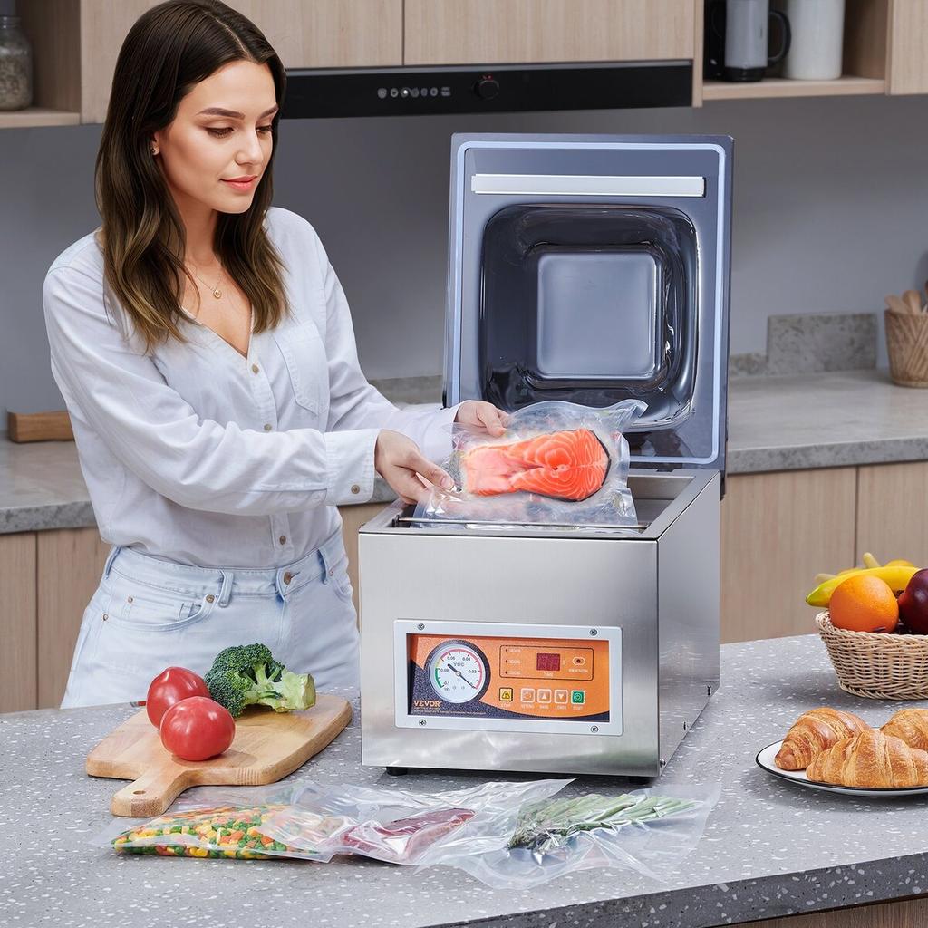 Kammer-Vakuumierer, 260W Siegelkraft, Vakuumverpackungsmaschine für feuchte Lebensmittel, Fleisch, Marinaden und mehr, Kompakte Größe mit 26 cm Siegelbreite,