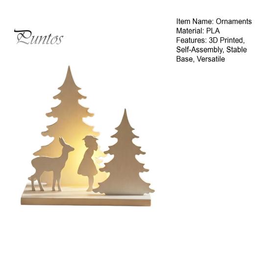 Creative Christmas Gifts for Women Girl Reindeer Tabletop Decor, 3D Printed Fairy Tale Forest Silhouette Winter Season Home Decor with Tree,