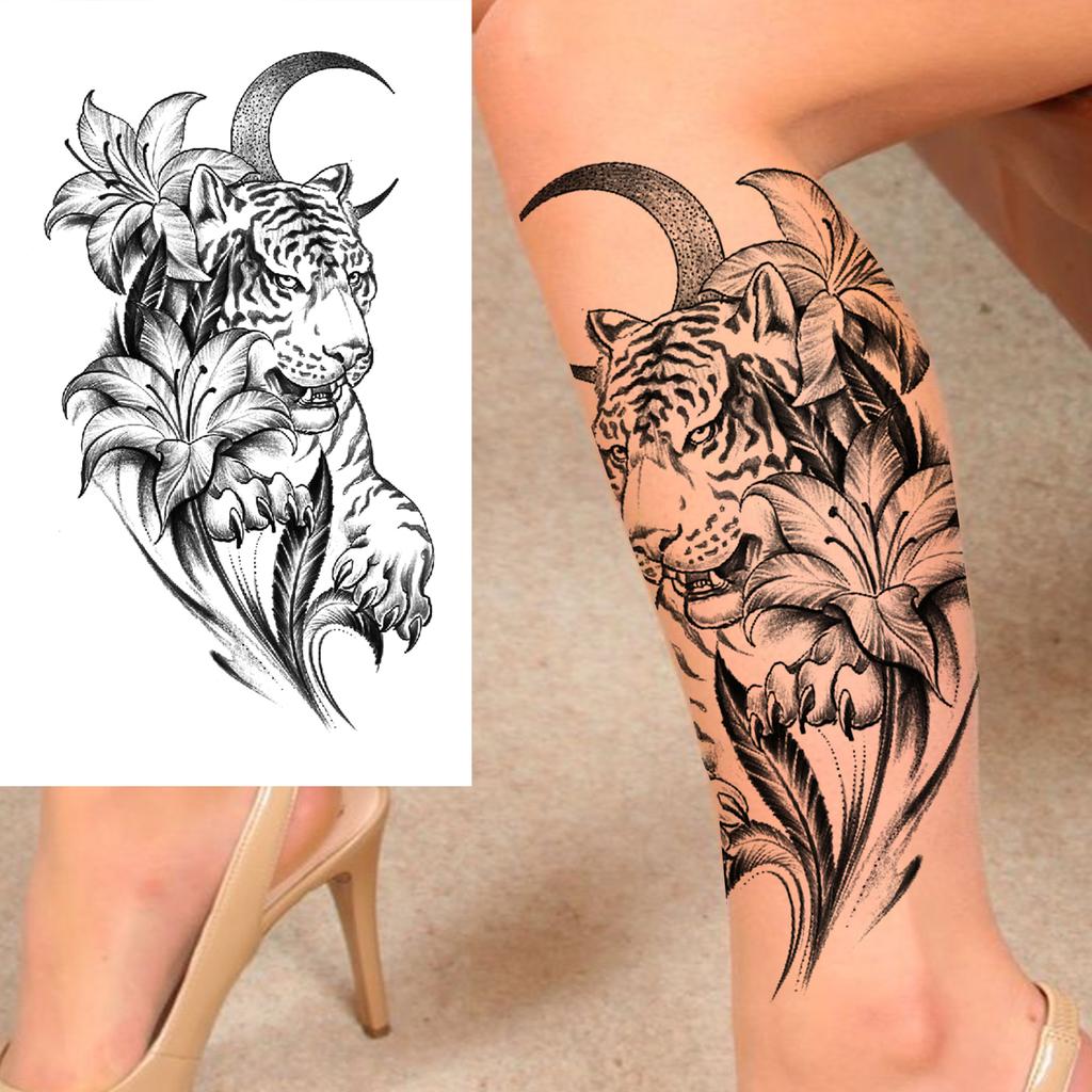 1 Sheet Snake Fox Tiger Skull Demon Temporary Tattoos For Men Adults Women Arm Forearm Fake Tattoo Sticker Sleeve Water Transfer
