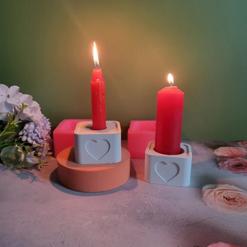 Candle Holder Silicone Molds DIY Castings Moulds Square Candlesticks Resins Molds for Candle Holder Table Decorations