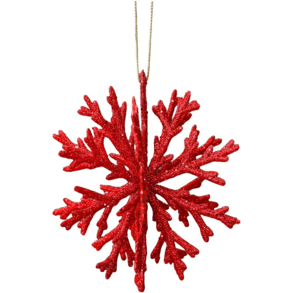 Glitter Finish Snowflake Hanging Ornament 3D Design Glitter Snowflake Decoration Home Decor