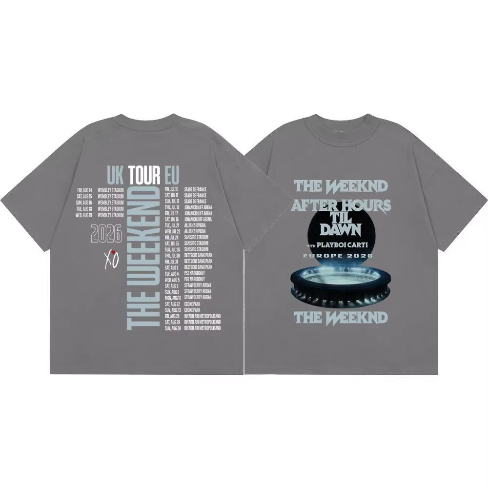 2026 The Weeknd After Hours Til Dawn Tour 2026 Merch T Shirts Fashion Hip Hop Short Sleeve T-shirts Men Women Casual Cotton T-shirt Casual Tee Tops