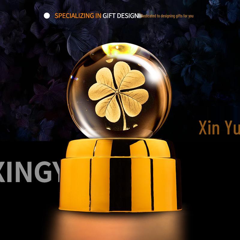 Creative Rotating Crystal Ball Night Light: Decorative Craft for Bedroom Atmosphere and Festive Gift.