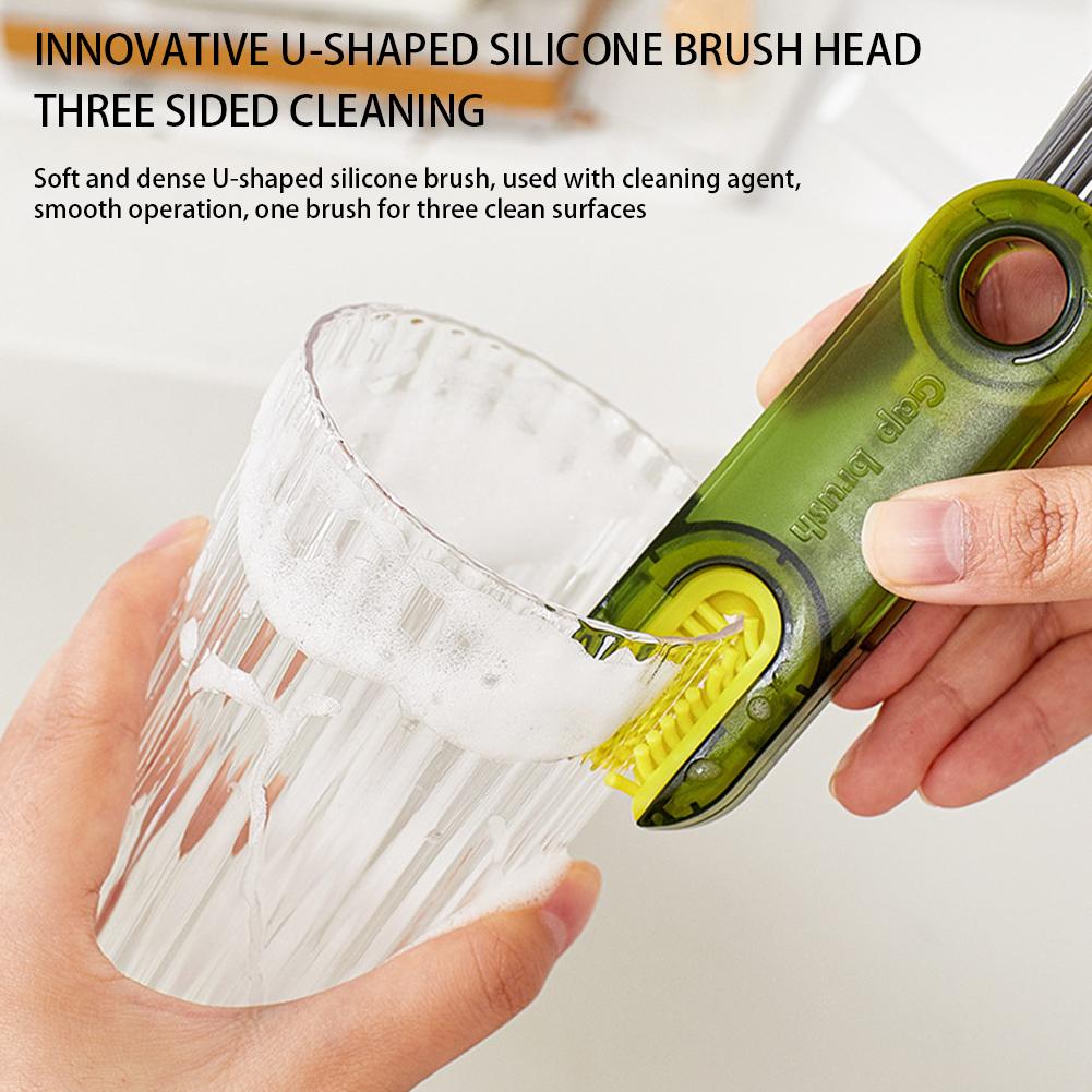 3 In 1 Bottle Gap Cleaner Brushes,Multi-Purpose Cleaner Brush for Baby Bottles Thermos Glass Vase,Home Kitchen Cleaning Tools