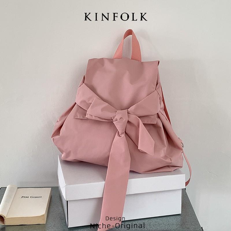 

2025 New Korean Niche Fashionable Silver Y2K Bow Backpack Schoolbag Casual Couple рожевий