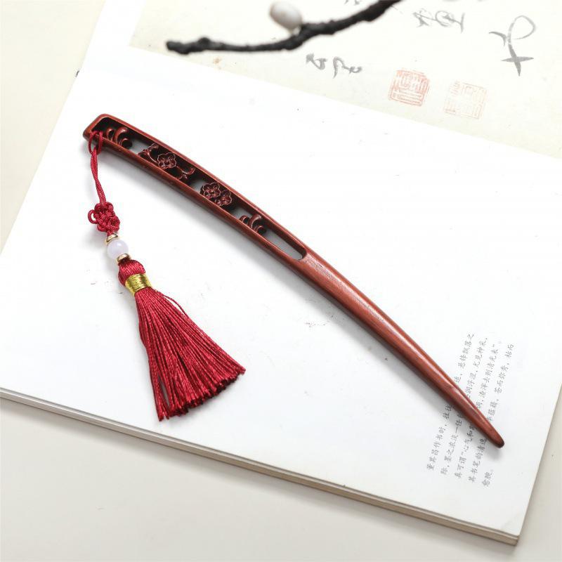 Peony Hairpin & Red Sandalwood Rosewood Massage Comb Gift Set with Wenge Carving