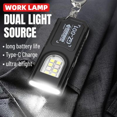 Mini Keychain Flashlight with Magnet Rechargeable Multifunction Torch Lamp Portable Clip On Flashlight Waterproof Camping Light