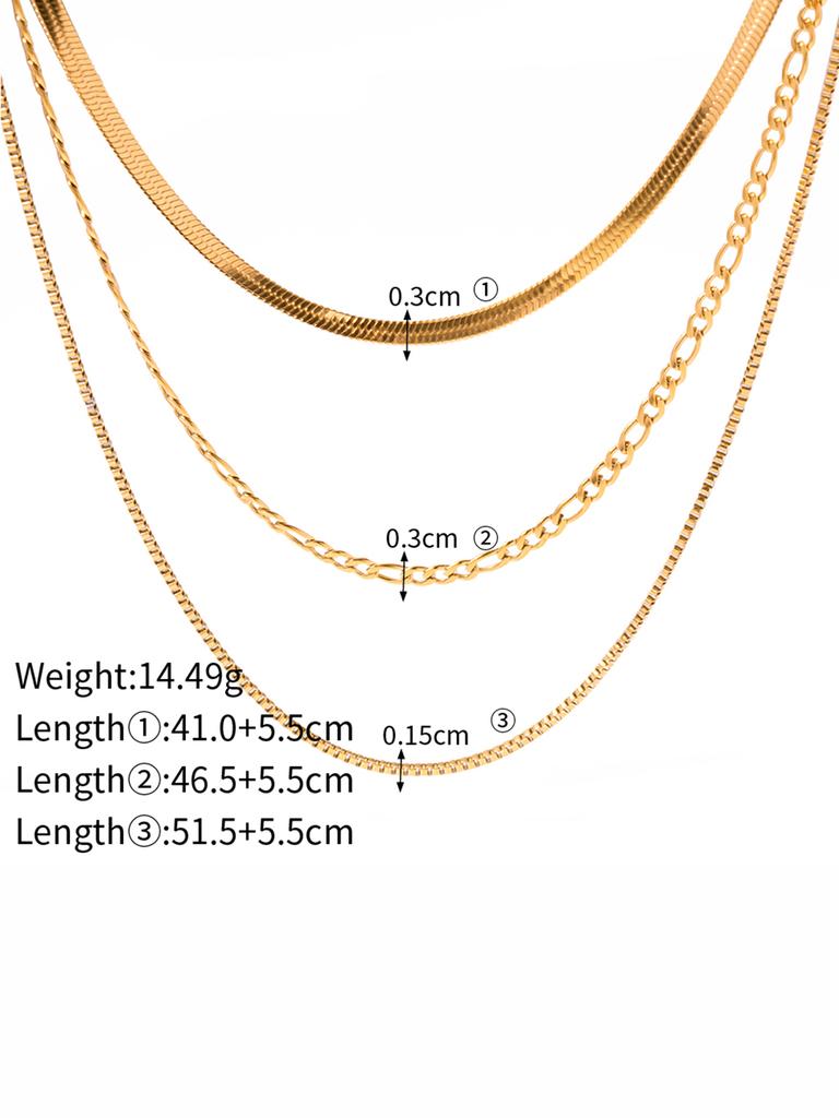 Uworld Gioielli Semplici Placcato Oro 18K Collana a Strati Catena Piatta Serpente Collana a Corda Serpente in Acciaio Inossidabile Regalo