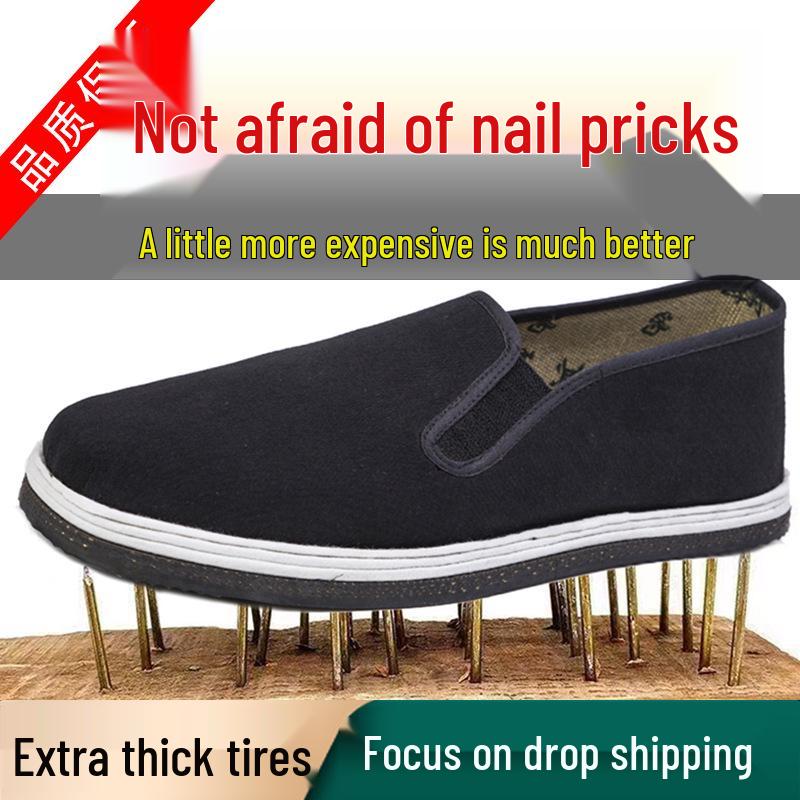 

Мужские слипоны на толстой подошве, тканевая рабочая обувь с тысячеслойной защитой 46