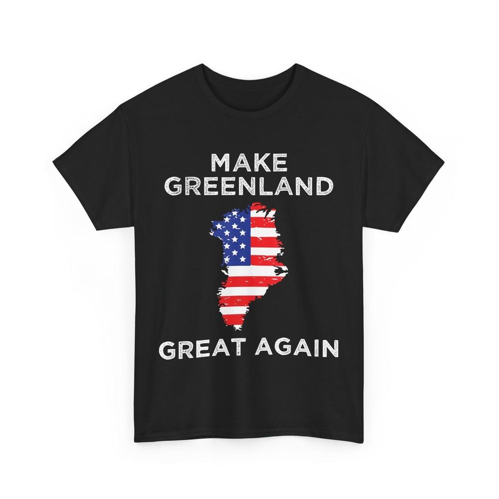 

Greenland Map American Flag T-shirt, Make Greenland Great Again Women Men Shirt 2XL