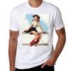 Cowgirl On Fence Vintage Pin Up Tshirt Plus Size Comfort Fit Tee Tshirt