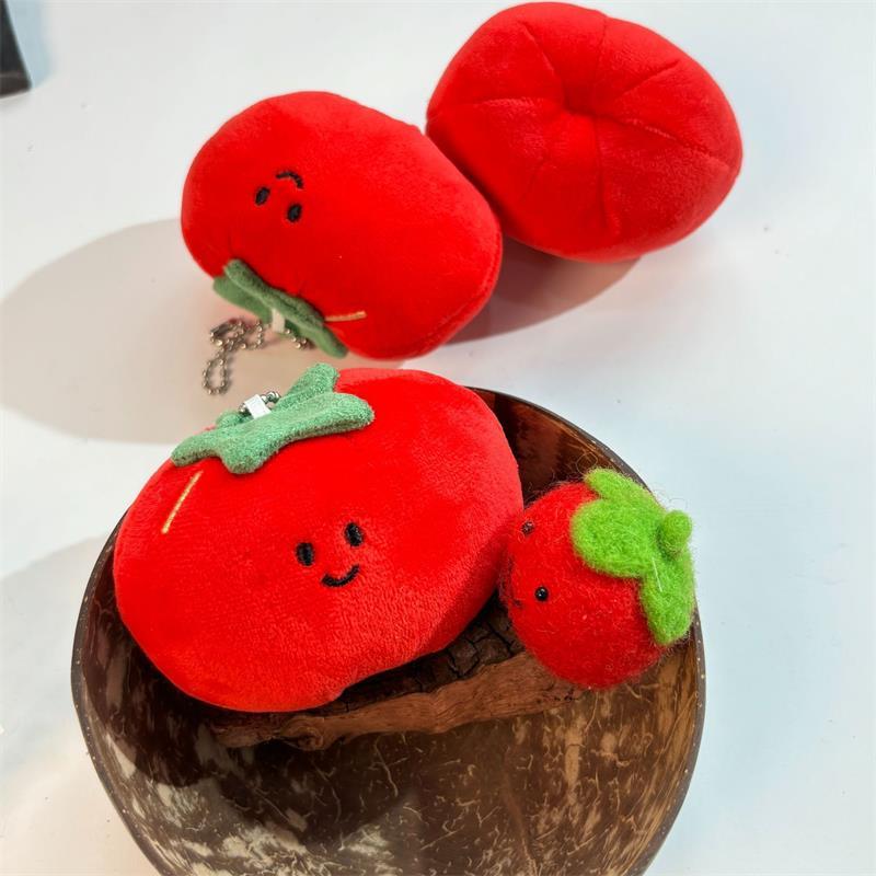 

Cute Bean Eyes Tomato Plush Doll Stuffed Toy Funny Fruit Keychain Pendant Bag Hanging Ornaments Gift Backpack Charm Kids Ragdoll