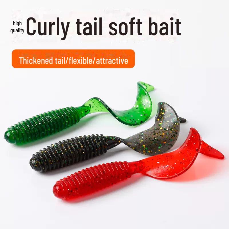 

Tuohang двухсторонний двухслойный ящик для приманок, крючков и аксессуаров - мягкий и жесткий ящик для хранения приманок 6CM mixed color curling tail 100 pieces