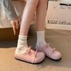 [Yushilai] Bow-tie sweet bag head slippers women's spring 2025 new flat bottom with skirt one pedal