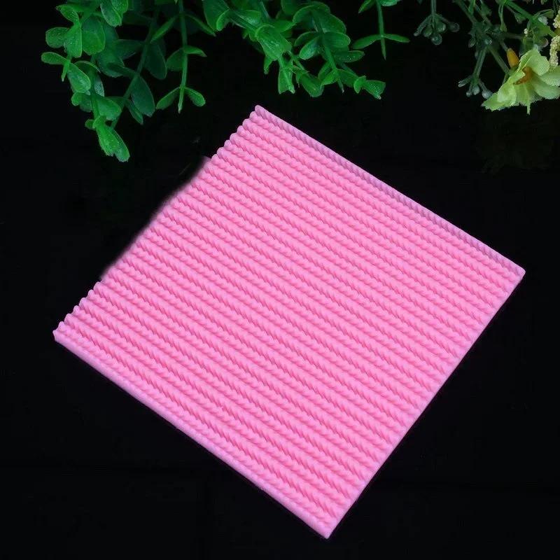 Random Color Style Kitchen Baking Small Tools Velvet Pattern Plain Needle Fondant Knitted Silicone Mold Cup Cake Decoration