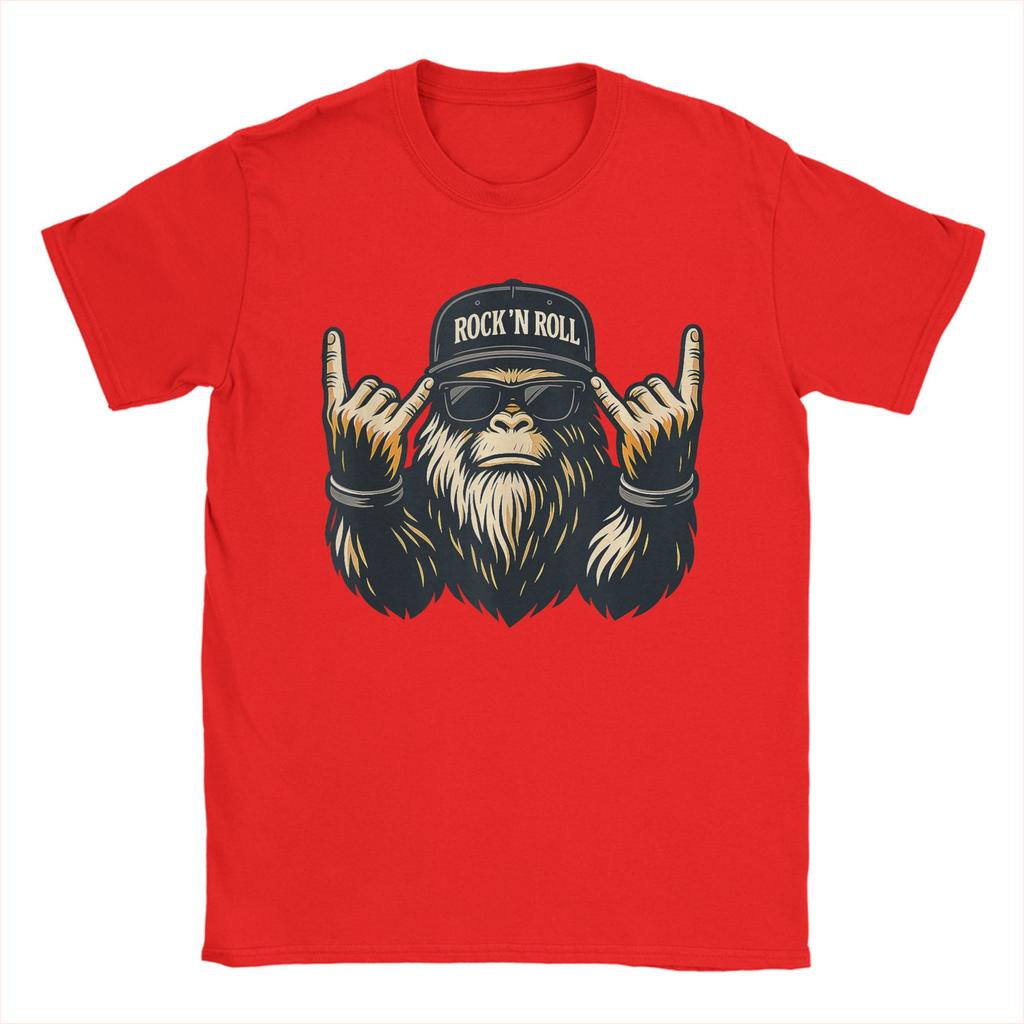 Bigfoot Rock On Sasquatch Heavy Metal Vibes T Shirt Summer Cotton T Shirts Unisex Novelty Tee Shirt Short Sleeve Vintage Top Tees