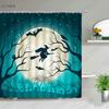 Halloween Pumpkin Lantern Shower Curtain Bathroom The Terrible  Forest Wood Ghost House Tombstone Fabric Bathroom Curtain Set