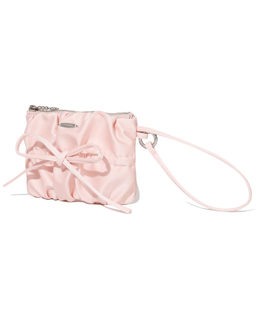 COVERNAT WOMAN Clover Heart Shirred Ribbon Handle Pouch Light Pink